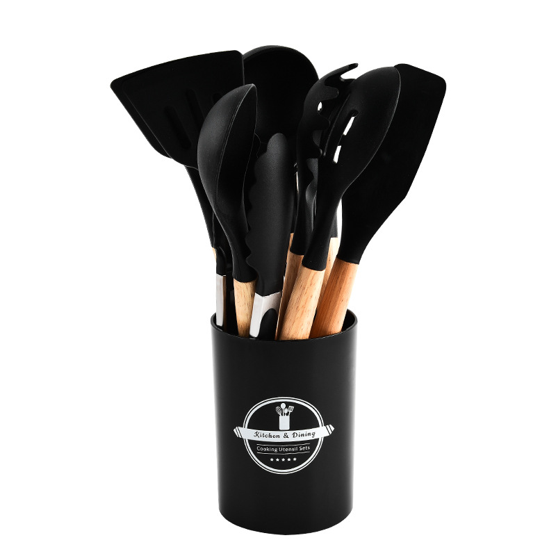 KitchenCollection Küchenutensilien-Set in Schwarz mit Aufbewahrungsbehälter