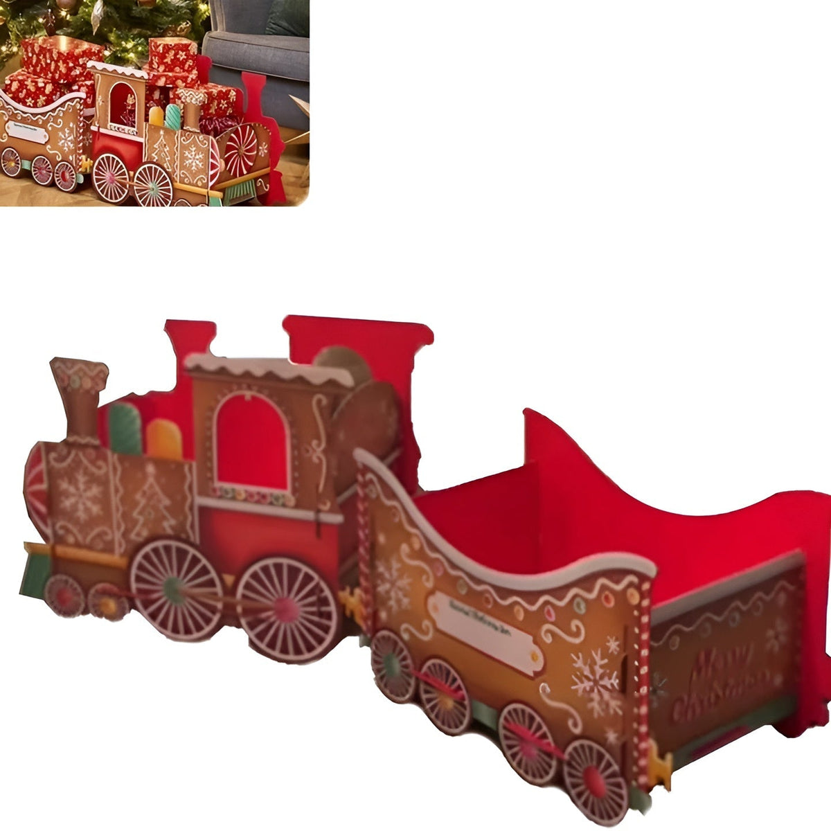 Weihnachts-Geschenkzug Lebkuchen-Design – Personalisierbare Zugdeko