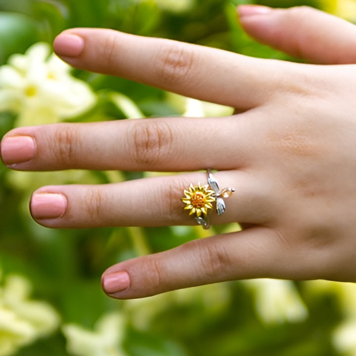 SunflowerRing elegante Handwerkskunst mit Biene