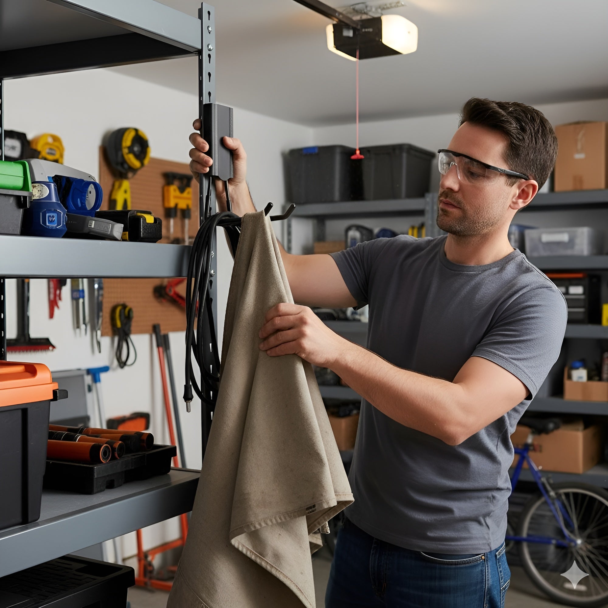 MagnetHook Magnethaken an Wand montiert mit aufgehaengtem Werkzeug