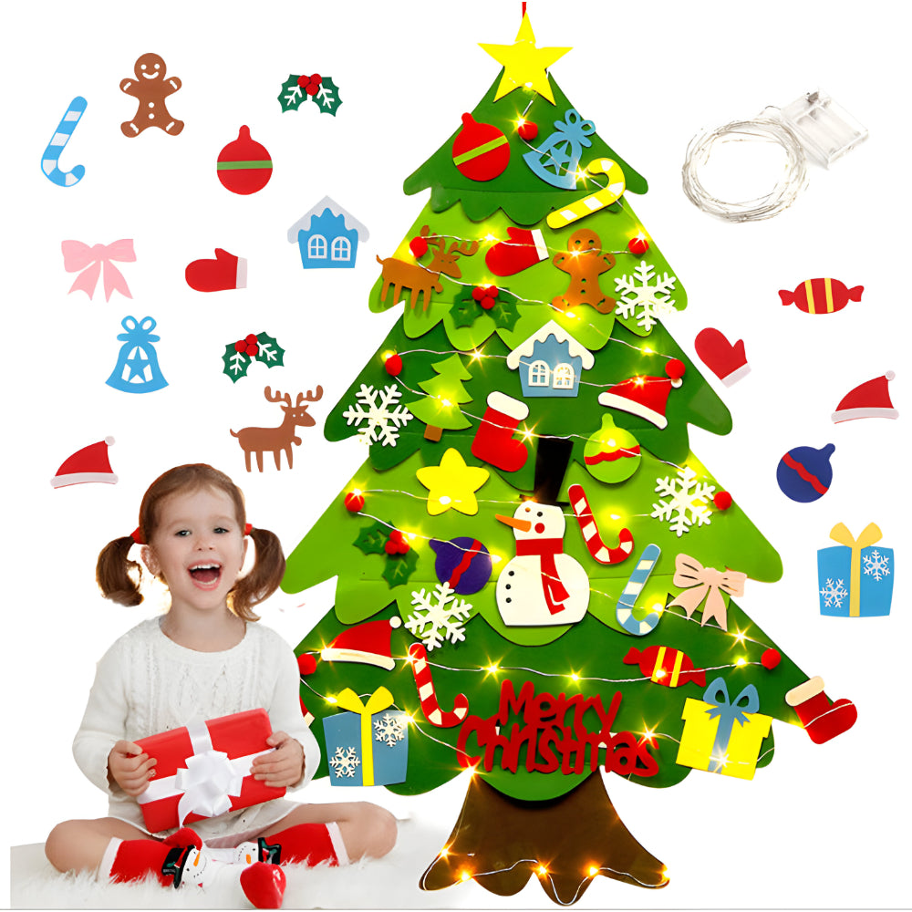 Filz-Weihnachtsbaum für Kinder – Bastel-Deko mit Lichterkette