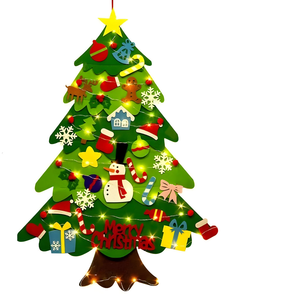 Filz-Weihnachtsbaum für Kinder – Bastel-Deko mit Lichterkette