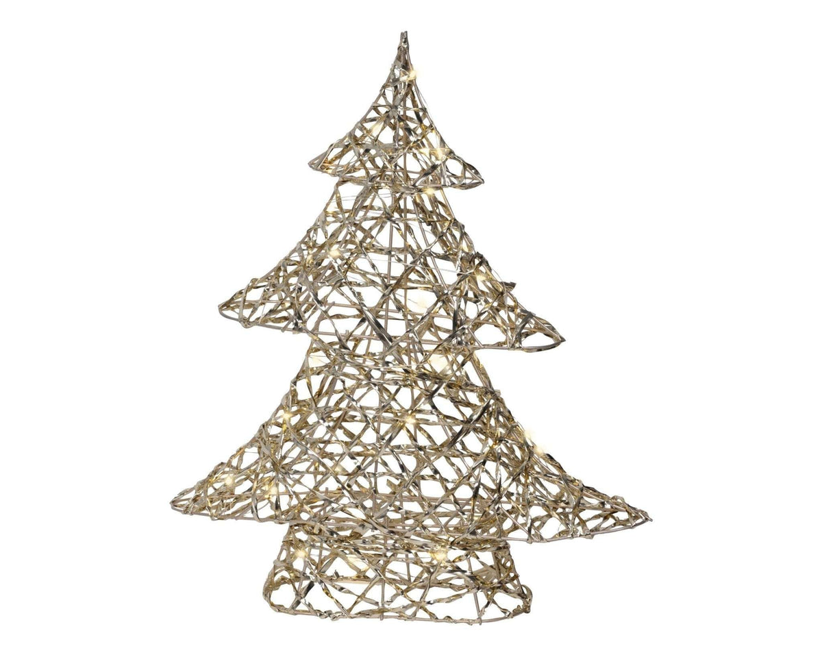 GoldTanne LED-Lichtbäume 2er-Set In Edlem Gold
