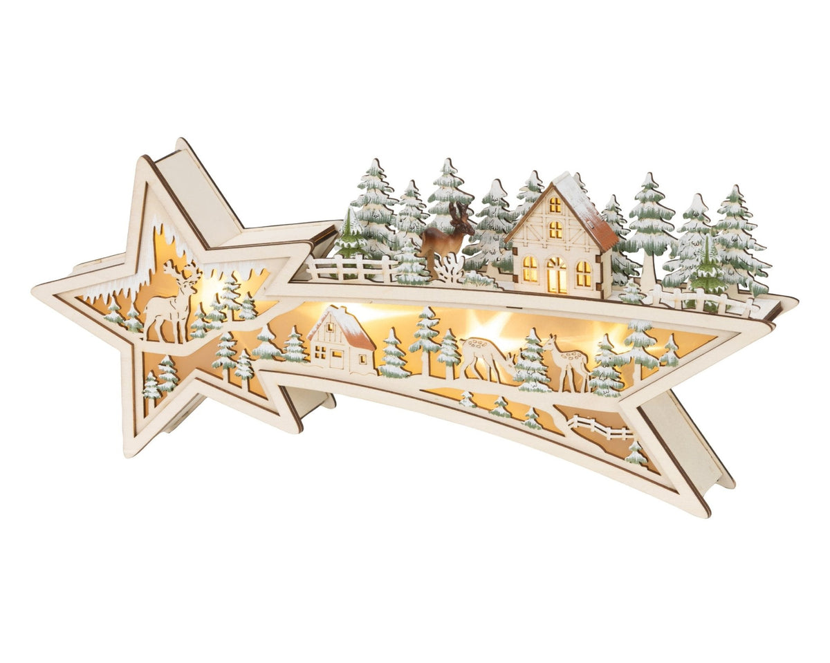 LED-Leuchtstern "Winterlandschaft" Holz-Mix – 43,5 cm