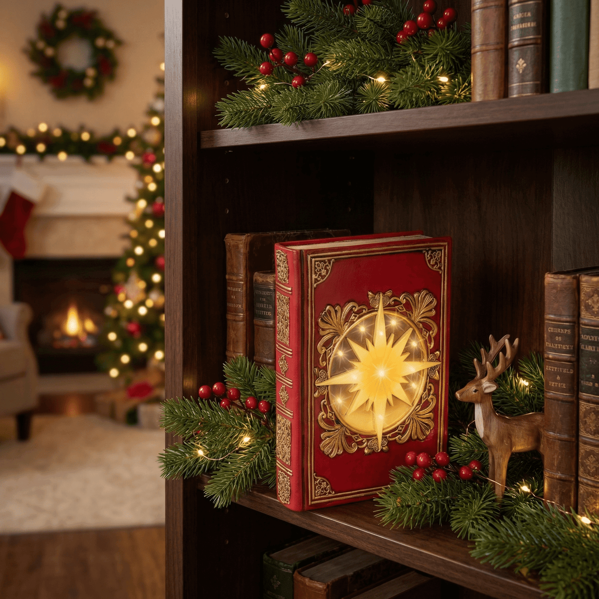LED-Weihnachtsbücher Sparset – 3er-Set mit Goldprägung