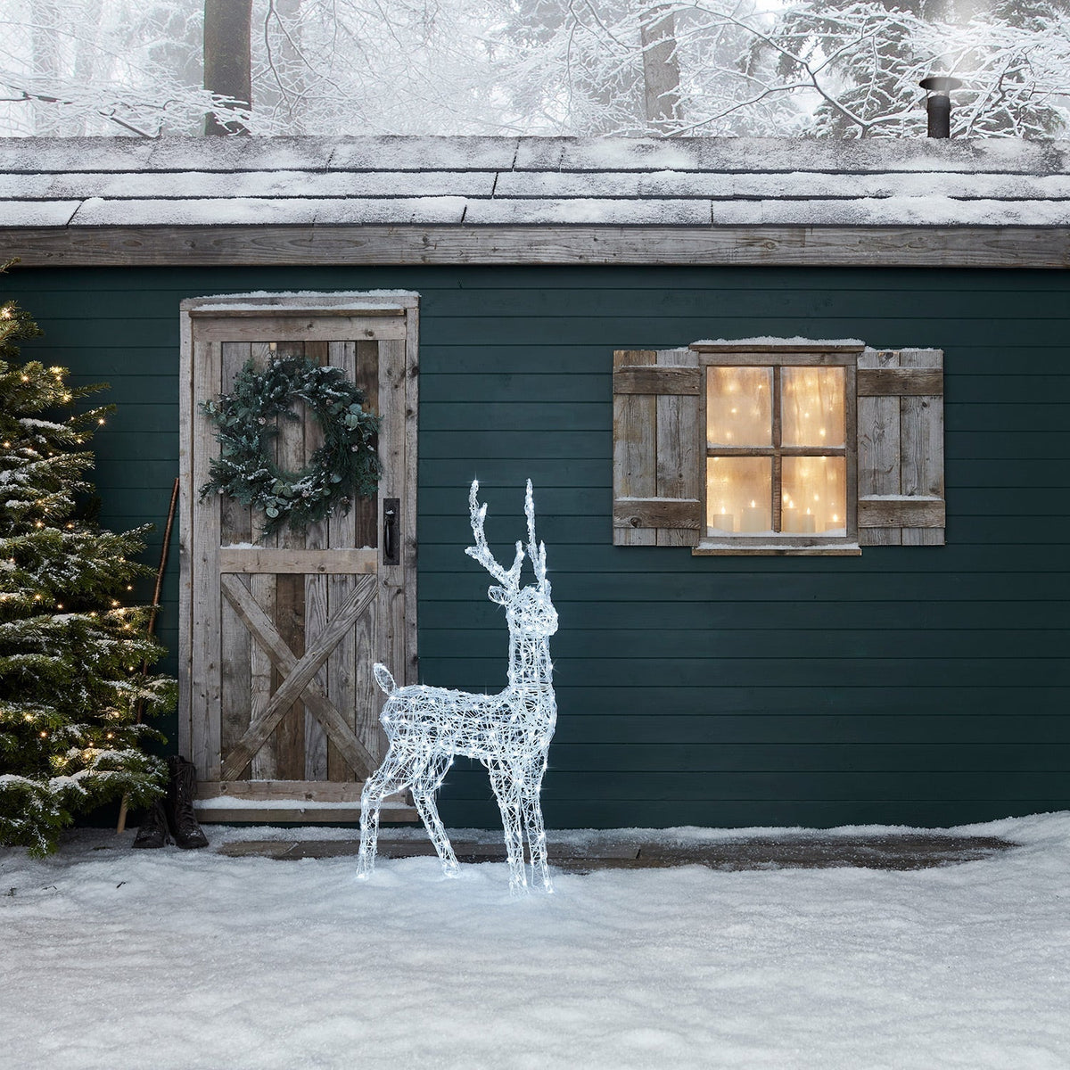 LED Rentier Figur Acryl – Weihnachtsdeko für Innen und Außen