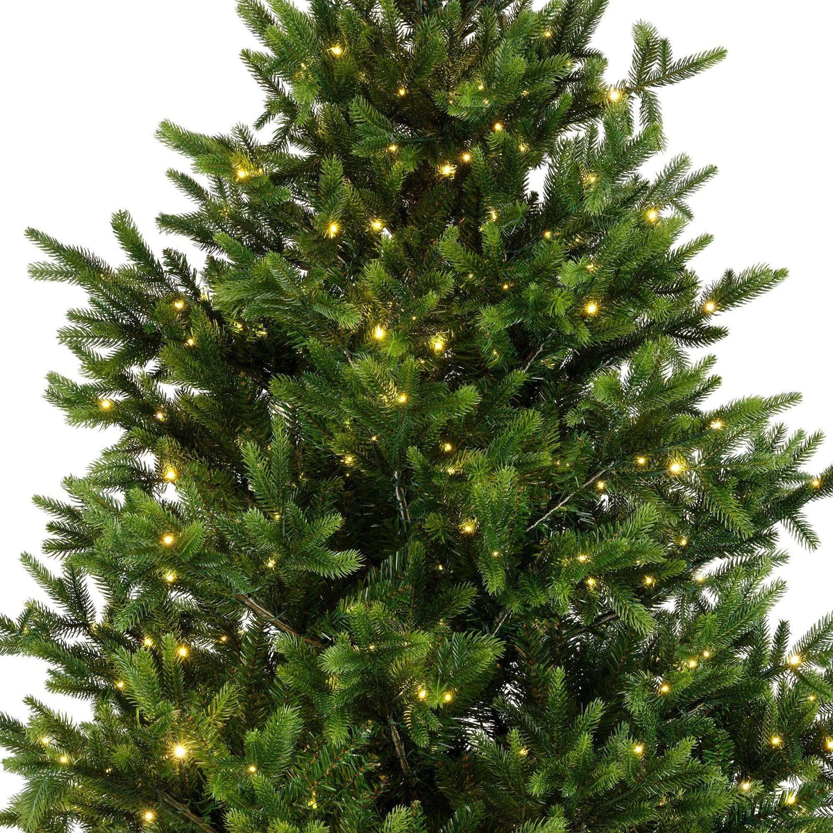 Premium Nordmanntanne mit warmweißer Beleuchtung – 210 cm
