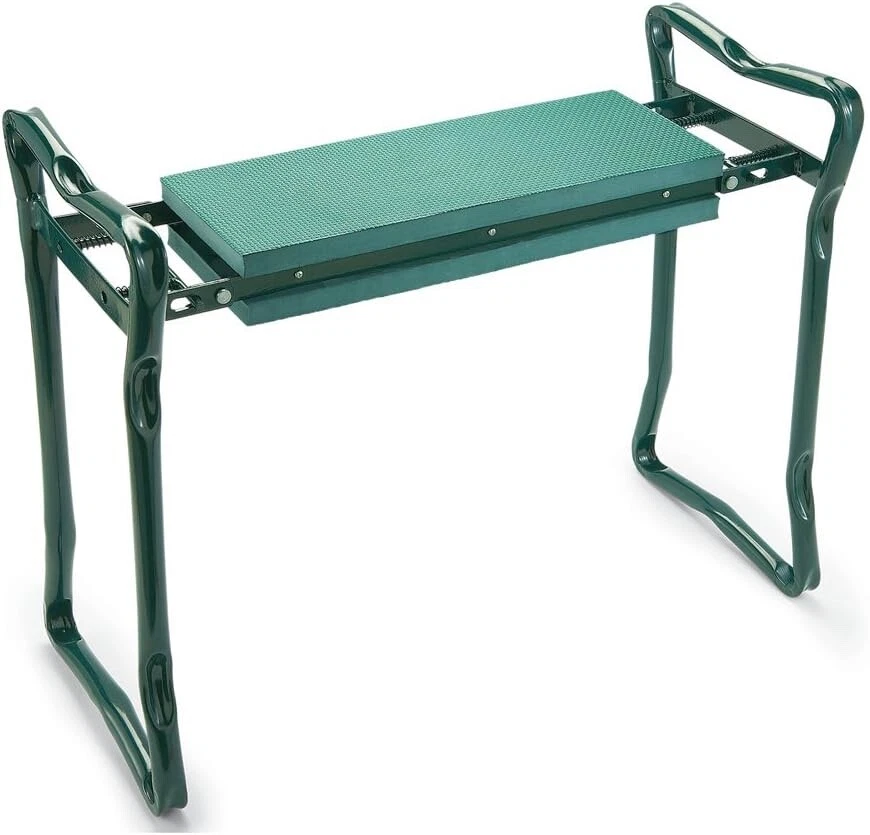 KneeBench Produktfoto freigestellt, grüner Eisenrahmen mit Polster