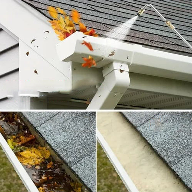 Dachrinne vor und nach der Reinigung mit dem MultiSpray-Verlängerungsrohr