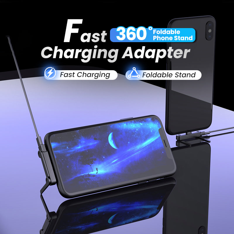 VersatileCharger Ladeadapter mit 360 Grad faltbarem Handystaender