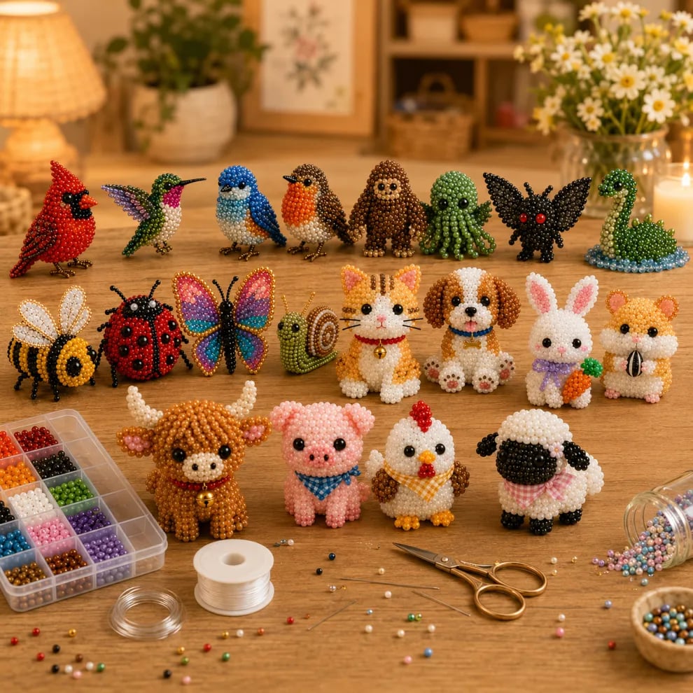 Perlentier Bastelset für Kinder, 3D DIY