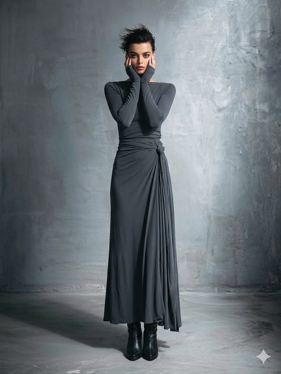 MaxiDress Wickelkleid Mit Fließendem Maxi-Rock