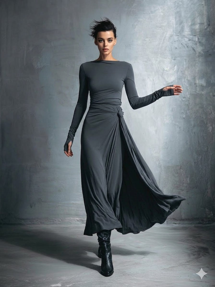 MaxiDress Wickelkleid Mit Fließendem Maxi-Rock