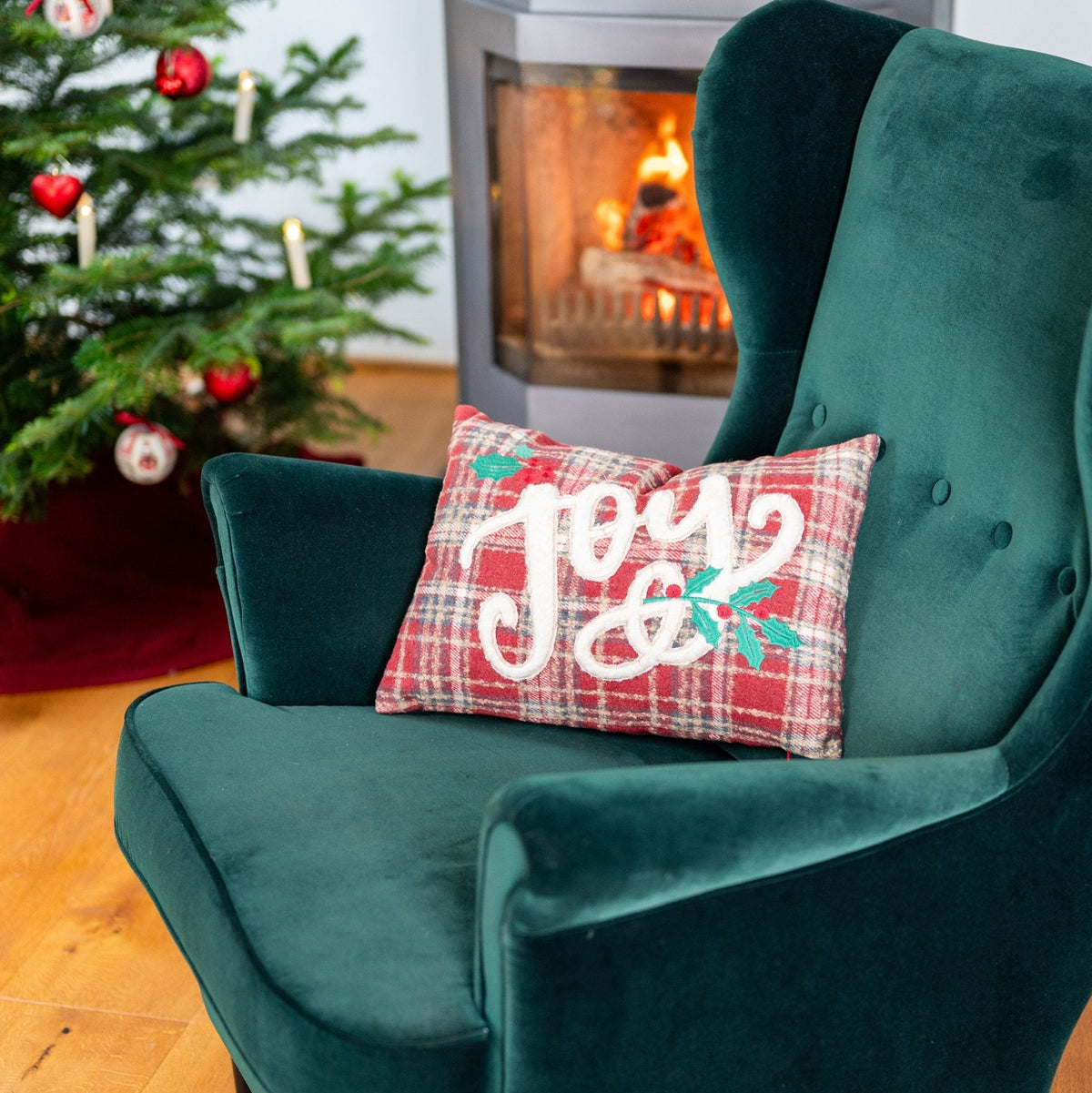 Weihnachts-Dekokissen "Joy" – Rot
