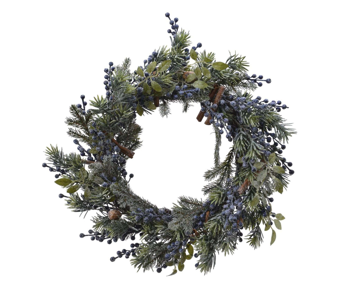 Winterlicher Kranz mit blauen Beeren groß – Indoor 60 cm