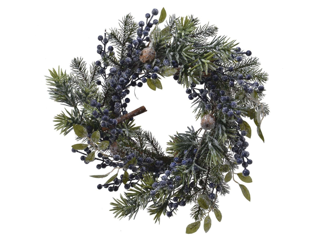 Winterlicher Kranz mit blauen Beeren klein – 40 cm