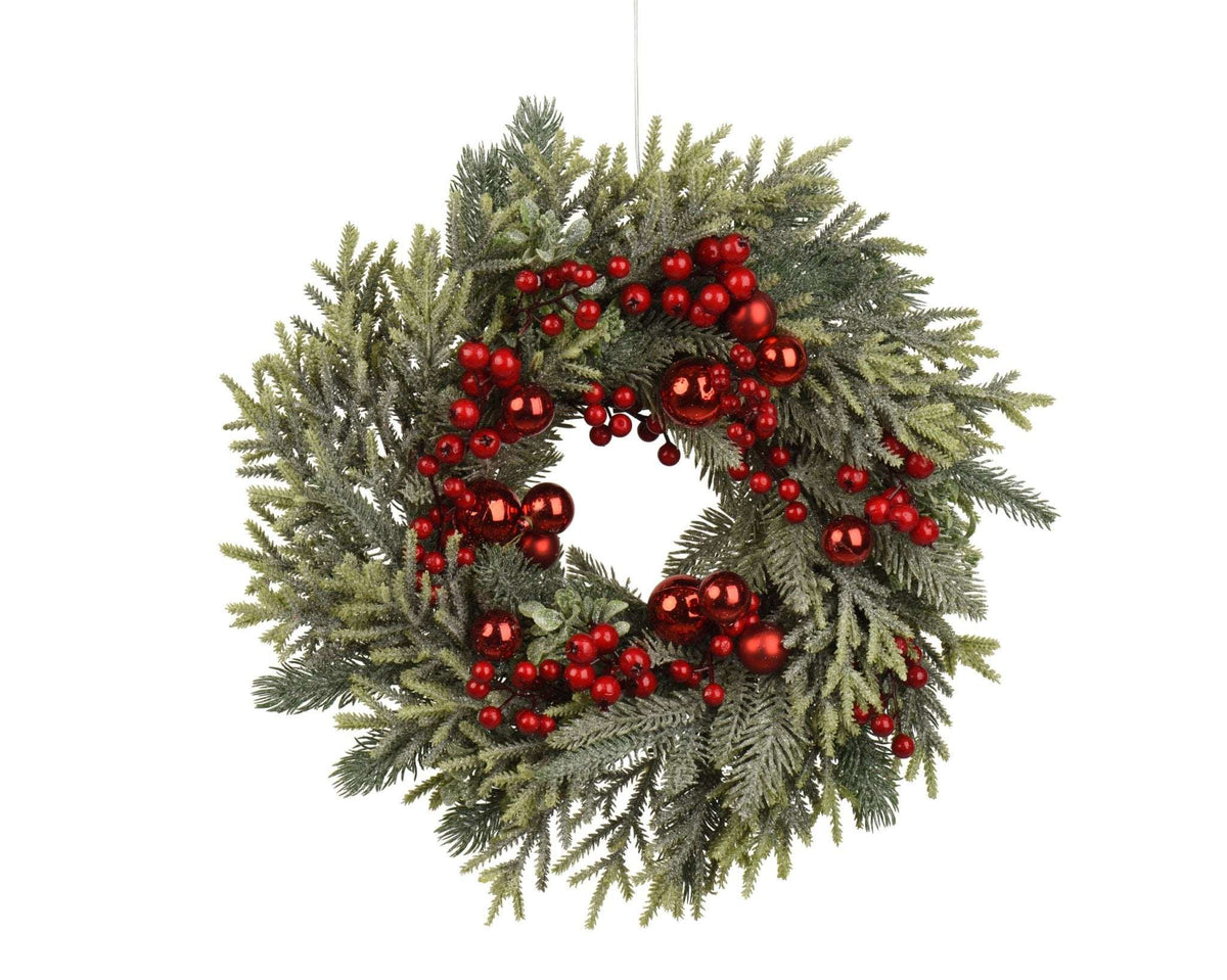 Winterlicher Kranz mit roten Beeren klein – Indoor 40 cm