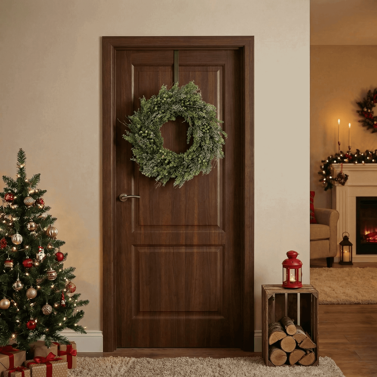 Winterlicher Kranz Natur groß – Indoor 60 cm